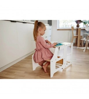 Learning Tower pliabil Duck Woodworks, alb - Learning tower