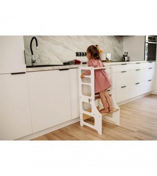 Learning Tower pliabil Duck Woodworks, alb - Learning tower