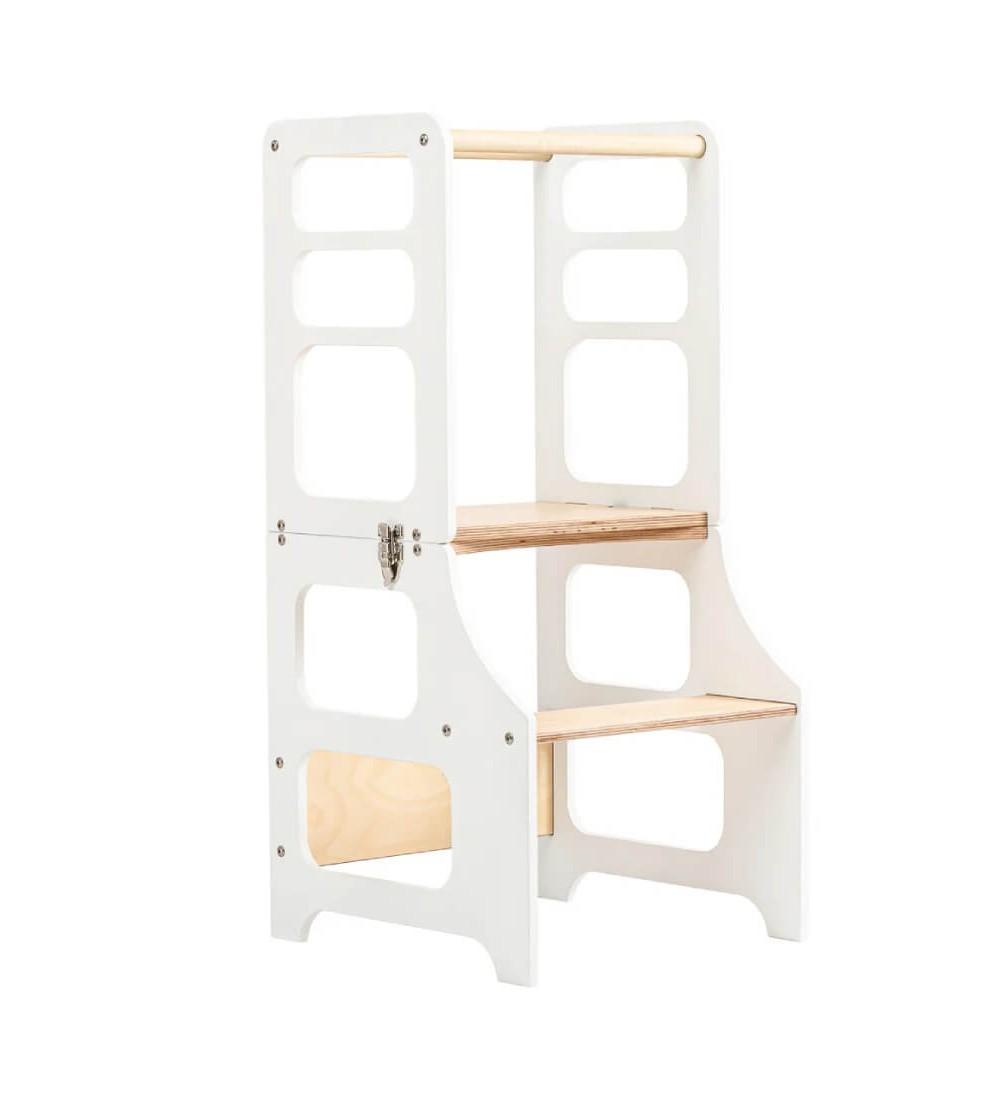 Learning Tower pliabil Duck Woodworks, alb - Learning tower