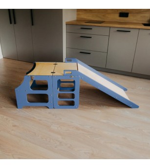 Learning Tower pliabil cu tobogan Duck Woodworks, blue - Learning tower Learning Tower pliabil cu tobogan Duck Woodworks, blue - Learning tower