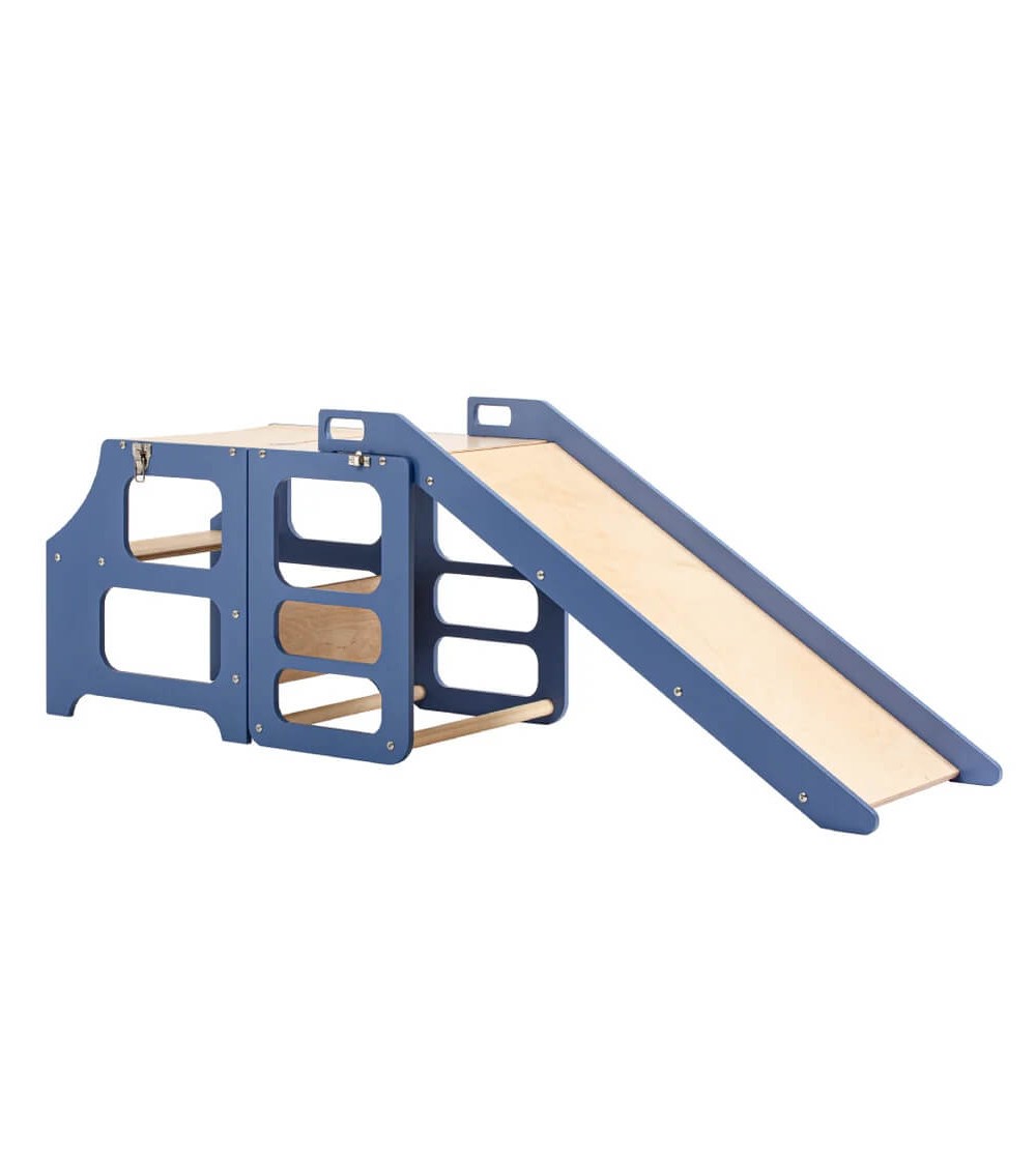 Learning Tower pliabil cu tobogan Duck Woodworks, blue - Learning tower Learning Tower pliabil cu tobogan Duck Woodworks, blue - Learning tower