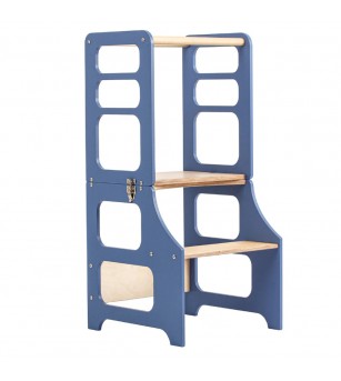 Learning Tower pliabil cu tobogan Duck Woodworks, blue - Learning tower Learning Tower pliabil cu tobogan Duck Woodworks, blue - Learning tower