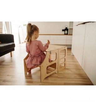 Learning Tower pliabil cu tobogan Duck Woodworks, natur - Learning tower Learning Tower pliabil cu tobogan Duck Woodworks, natur - Learning tower
