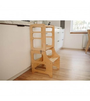 Learning Tower pliabil cu tobogan Duck Woodworks, natur - Learning tower Learning Tower pliabil cu tobogan Duck Woodworks, natur - Learning tower