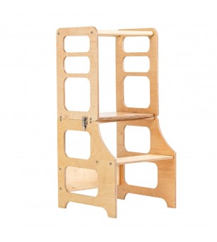 Learning Tower pliabil cu tobogan Duck Woodworks, natur - Learning tower Learning Tower pliabil cu tobogan Duck Woodworks, natur - Learning tower
