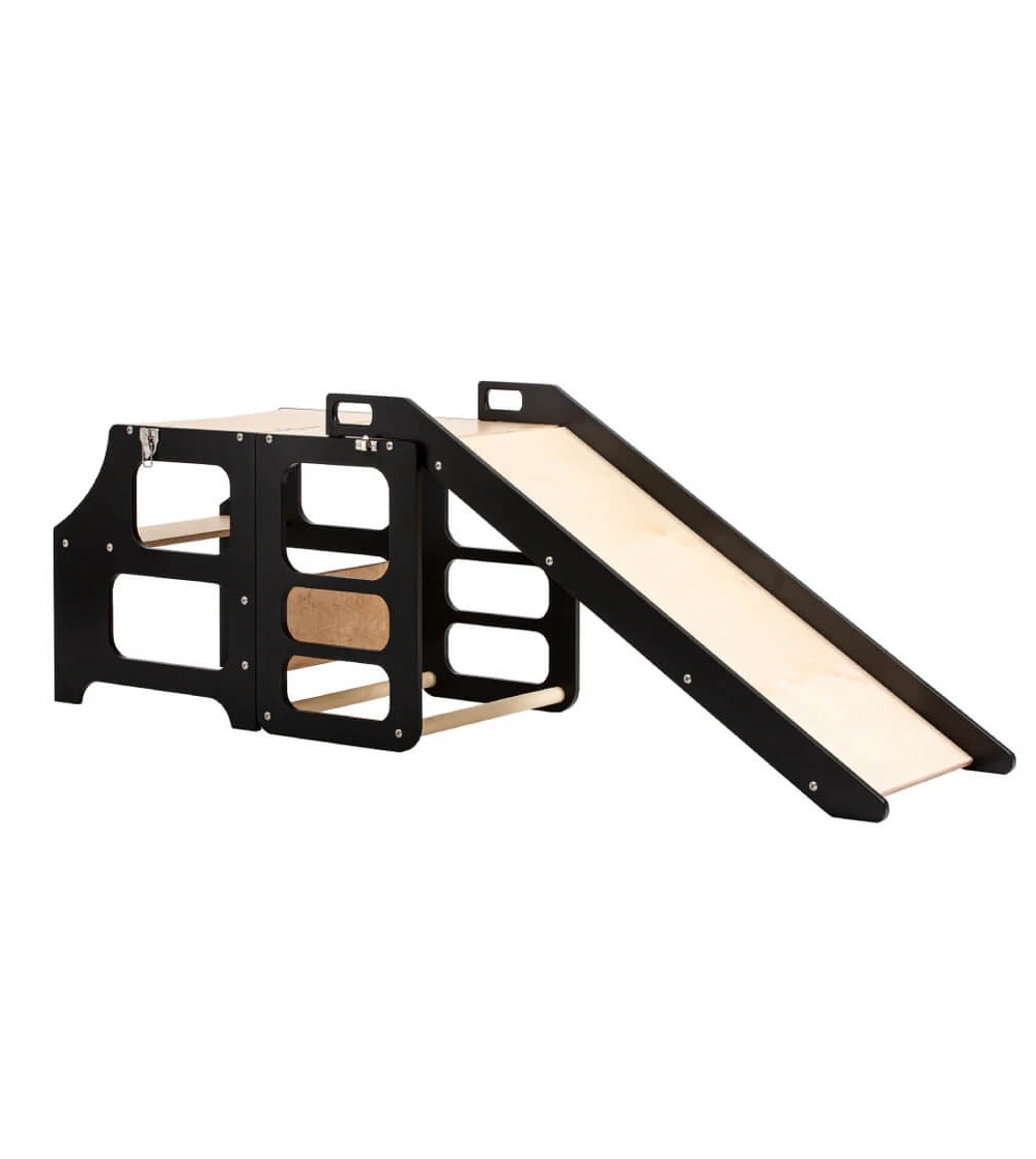 Learning Tower pliabil cu tobogan Duck Woodworks, negru - Learning tower Learning Tower pliabil cu tobogan Duck Woodworks, negru - Learning tower