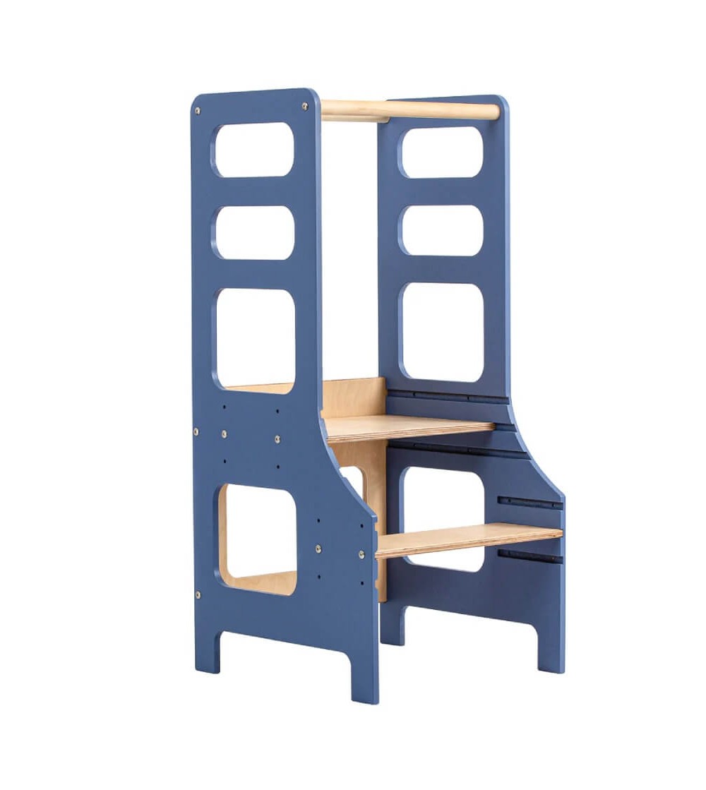 Learning Tower reglabil pe înălțime Duck Woodworks, blue - Learning tower