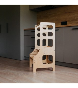 Learning Tower reglabil pe înălțime Duck Woodworks, natur - Learning tower