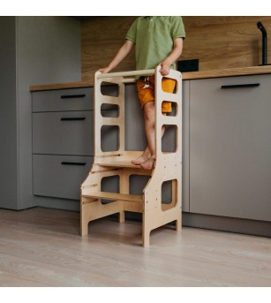 Learning Tower reglabil pe înălțime Duck Woodworks, natur - Learning tower