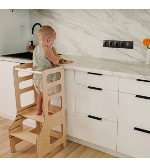 Learning Tower reglabil pe înălțime Duck Woodworks, natur - Learning tower