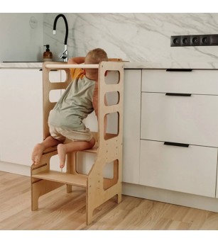 Learning Tower reglabil pe înălțime Duck Woodworks, natur - Learning tower