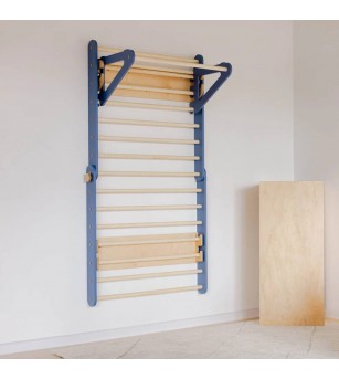 Triunghi Pikler - spalier 2 in 1, Duck Woodworks, albastru - Jucării și accesorii sportive