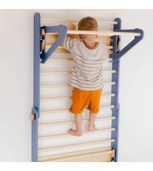 Triunghi Pikler - spalier 2 in 1, Duck Woodworks, albastru - Jucării și accesorii sportive