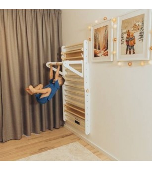 Triunghi Pikler - spalier 2 in 1, Duck Woodworks, alb - Jucării și accesorii sportive