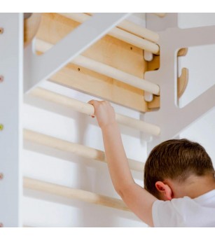 Triunghi Pikler - spalier 2 in 1, Duck Woodworks, alb - Jucării și accesorii sportive
