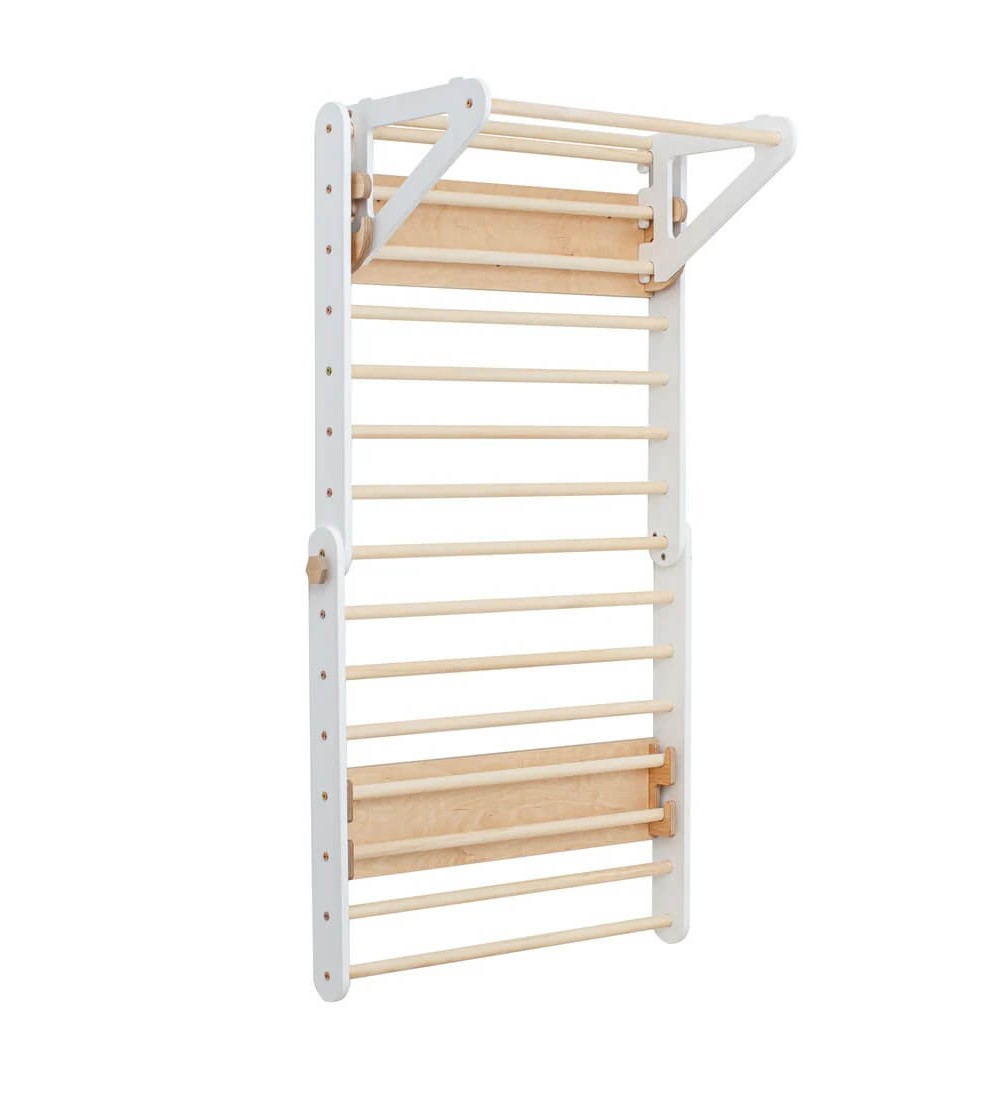 Triunghi Pikler - spalier 2 in 1, Duck Woodworks, alb - Jucării și accesorii sportive