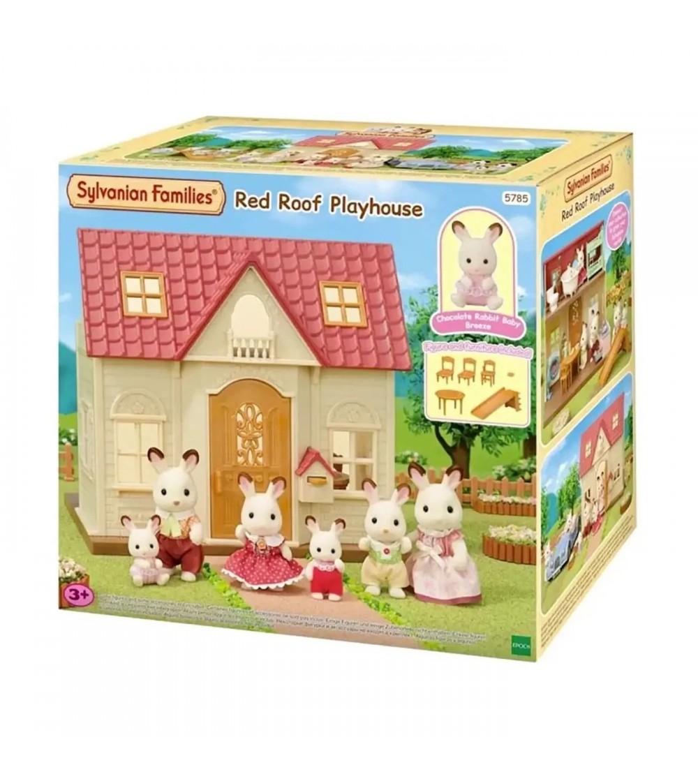 Sylvanian Families 5785 - Casa de joaca cu acoperis rosu si figurina iepuras - Figurine