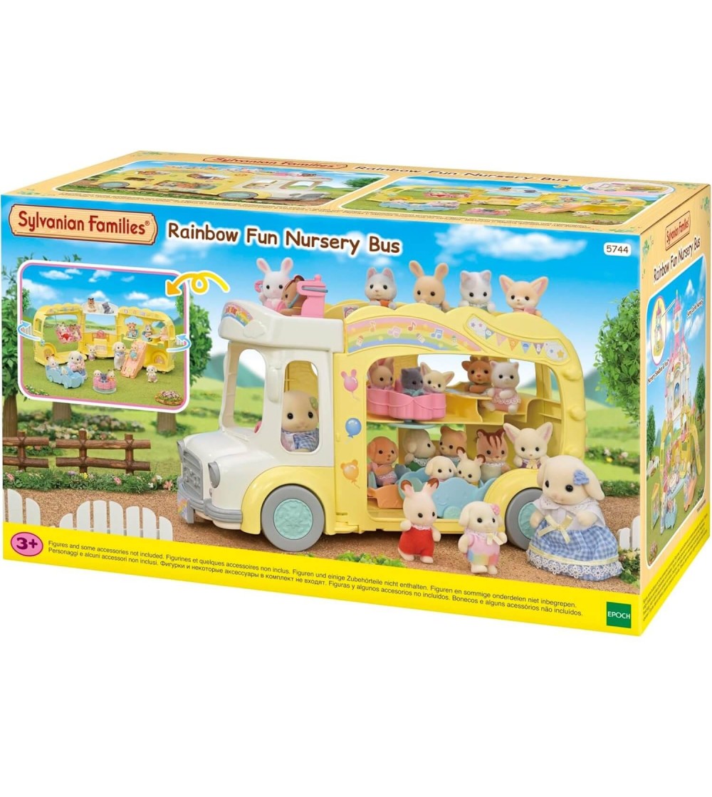Sylvanian Families 5744 - Autobuzul gradinita curcubeu - Figurine