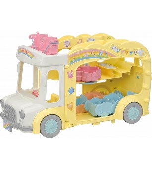 Sylvanian Families 5744 - Autobuzul gradinita curcubeu - Figurine