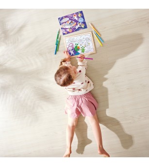 Puzzle din lemn 2 in 1 - Prietenii din Spatiu (50 piese), cu fata dubla si activitate colorare - Acasa