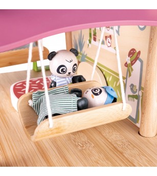 Jucarie din bambus - Casa ursilor Panda (25 piese) - Căsuțe de păpuși și accesorii