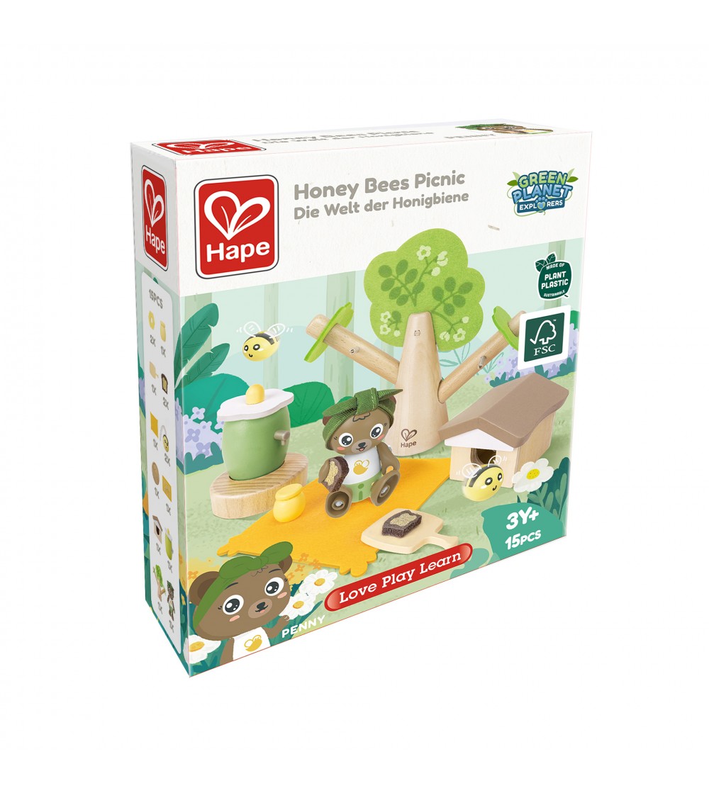 Jucarie din lemn - Picnic cu miere de albine (14 piese) - Bucătărie copii Jucarie din lemn - Picnic cu miere de albine (14 piese) - Bucătărie copii