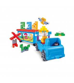 PolyM - Camion cu remorca creativ pentru copii (114 piese) - Jocuri construcție
