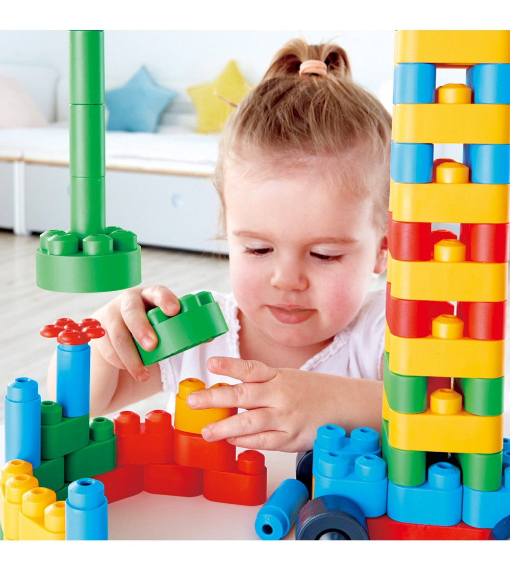 PolyM - Kit de constructor creativ pentru copii (80 piese) - Jocuri construcție