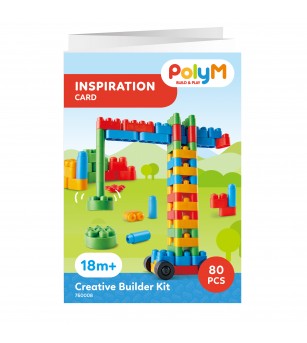 PolyM - Kit de constructor creativ pentru copii (80 piese) - Jocuri construcție