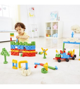 PolyM - Kit de jucarie Paradisul dinozaurilor (200 piese) - Jocuri construcție
