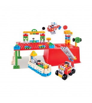 PolyM - Set de constructie maritim, aerian si terestru de jucarie (217 piese) - Jocuri construcție