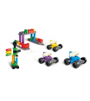 PolyM - Tren colorat de jucarie (63 piese) - Jocuri construcție
