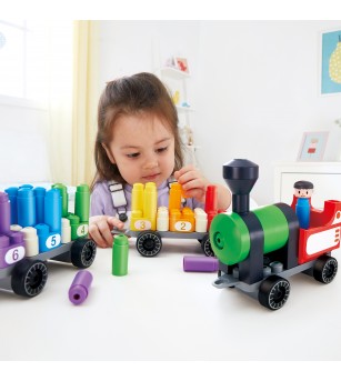 PolyM - Tren colorat de jucarie (63 piese) - Jocuri construcție