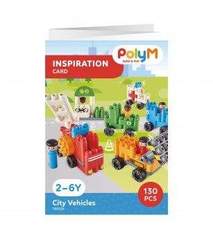 PolyM - Vehicule de jucarie pentru copii (130 piese) - Jocuri construcție