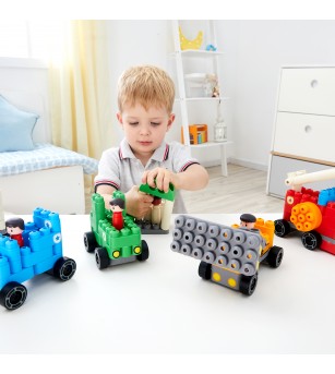 PolyM - Vehicule de jucarie pentru copii (130 piese) - Jocuri construcție