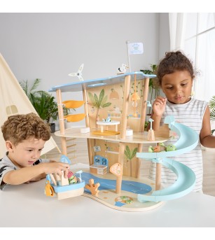 Jucarie din lemn - Set de joaca salvarea oceanelor (48 piese) - Căsuțe de păpuși și accesorii