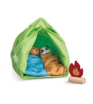 Jucarie din lemn - Set de joacă Eco-Camping (25 piese) - Căsuțe de păpuși și accesorii