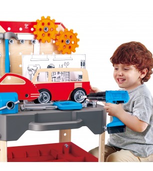 Jucarie din lemn - Banc de lucru pentru service si reparatii auto (71 piese) - Seturi de menaj si bricolaj copii Jucarie din lemn - Banc de lucru pentru service si reparatii auto (71 piese) - Seturi de menaj si bricolaj copii