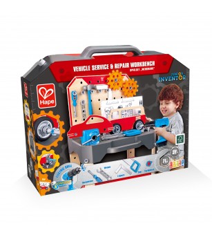Jucarie din lemn - Banc de lucru pentru service si reparatii auto (71 piese) - Seturi de menaj si bricolaj copii Jucarie din lemn - Banc de lucru pentru service si reparatii auto (71 piese) - Seturi de menaj si bricolaj copii