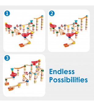 Jucarie din lemn - Marble Run Tricks N Twists (129 piese) - Jocuri construcție