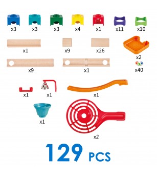 Jucarie din lemn - Marble Run Tricks N Twists (129 piese) - Jocuri construcție