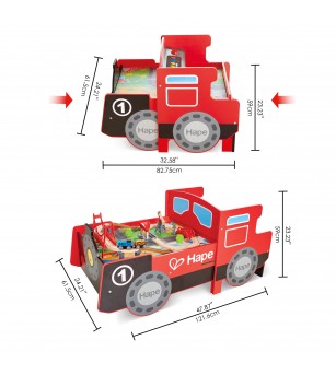 Jucarie din lemn - Masa cu cale ferata, in forma de locomotiva (32 piese) - Vehicule de jucărie