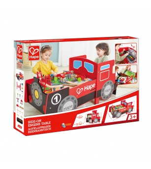 Jucarie din lemn - Masa cu cale ferata, in forma de locomotiva (32 piese) - Vehicule de jucărie