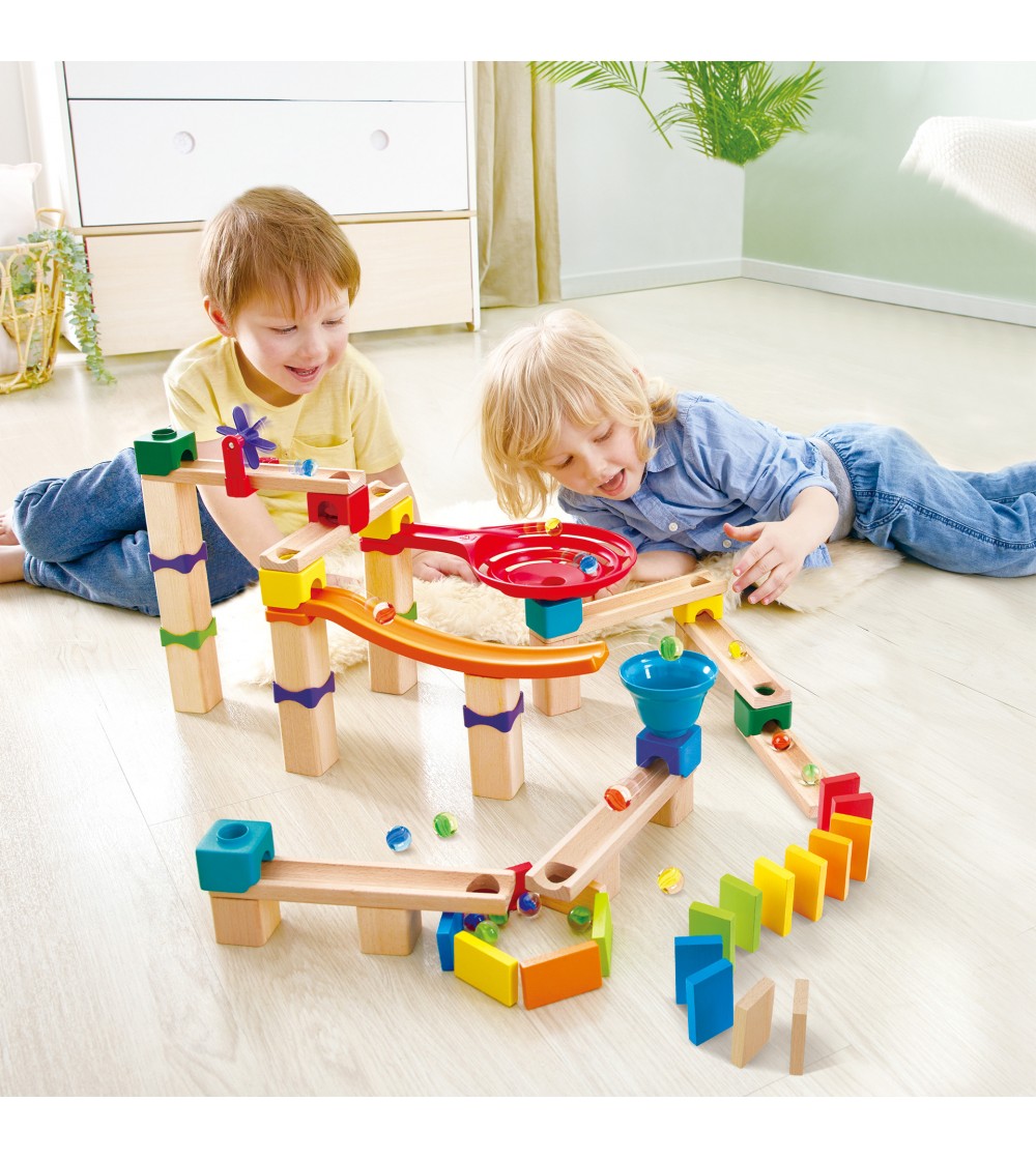Jucarie din lemn - Marble Run Race Track (81 piese) - Jocuri construcție