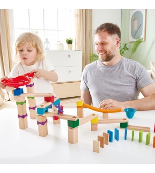 Jucarie din lemn - Marble Run Race Track (81 piese) - Jocuri construcție
