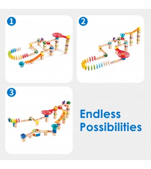 Jucarie din lemn - Marble Run Race Track (81 piese) - Jocuri construcție
