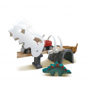 Jucarie din lemn - Tren aventură Dino (61 piese) - Vehicule de jucărie