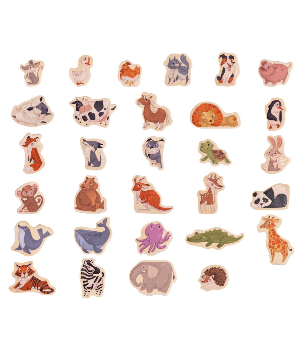 Jucarie din lemn - Magneti animale (30 piese) - Jucării matematică