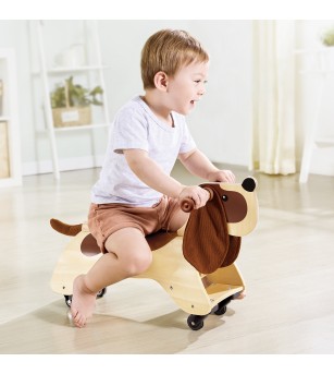 Jucarie din lemn - Catel de calarit si deplasat - Jucării de tras și împins Jucarie din lemn - Catel de calarit si deplasat - Jucării de tras și împins