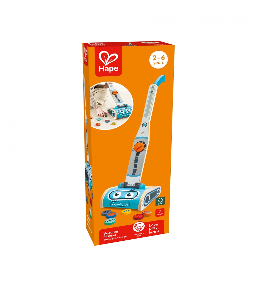 Jucarie din lemn - Set aspirator (7 piese) - Seturi de menaj si bricolaj copii Jucarie din lemn - Set aspirator (7 piese) - Seturi de menaj si bricolaj copii